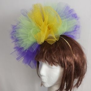 Mardi Gras Tulle Headband Fascinator Adult Sz